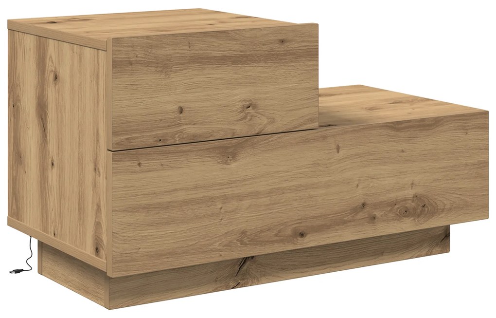 vidaXL Κομοδίνο με φώτα LED σε Artisan Oak 100x36x49 εκ