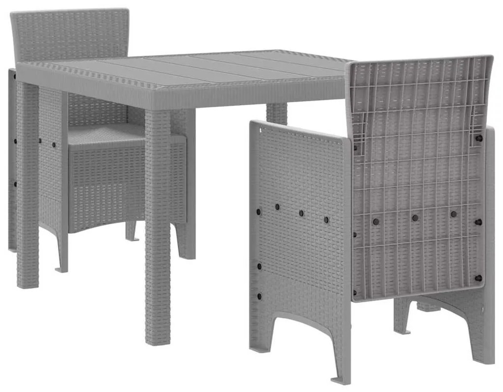 vidaXL Σέτ φαγητού για κήπο 3 pcs Ανοιχτό γκρι Rattan Polt