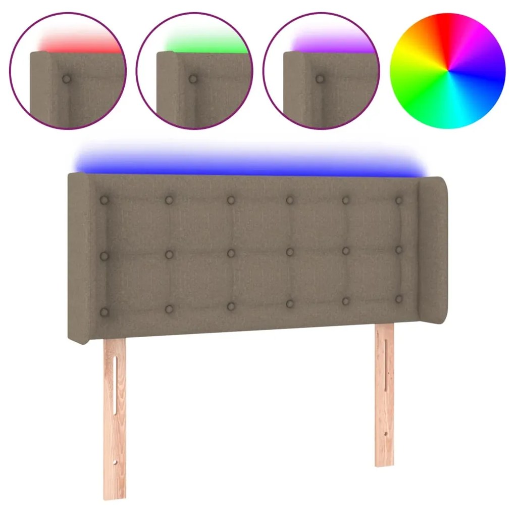 vidaXL Κεφαλάρι Κρεβατιού LED Taupe 103x16x78/88 εκ. Υφασμάτινο