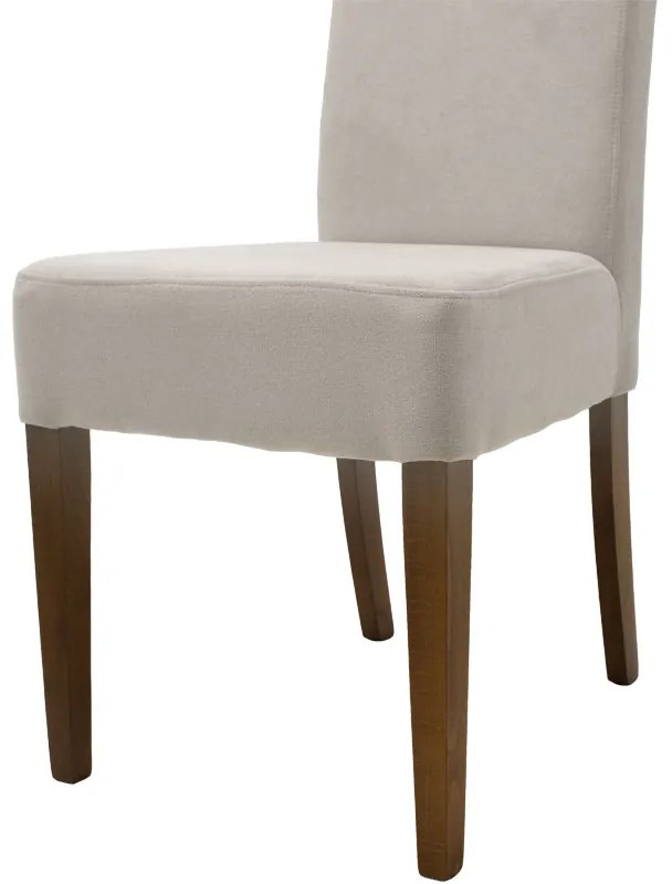 Καρέκλα Ditta pakoworld ύφασμα γκρι-πόδι μασίφ ξύλο καρυδί | Συσκευασία 2 τμχ