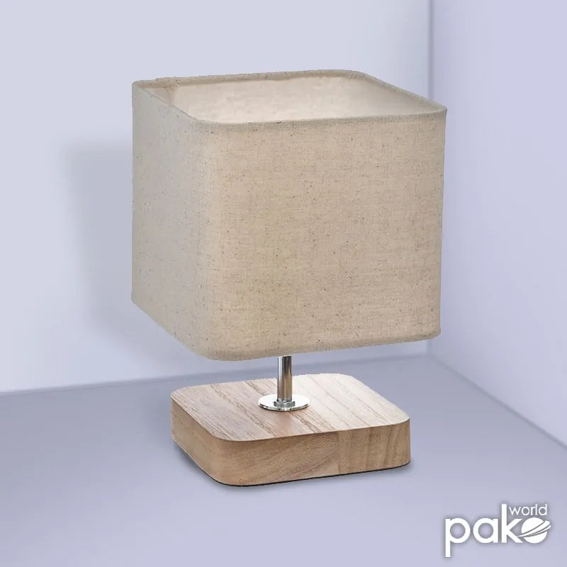 Επιτραπέζιο φωτιστικό Sand pakoworld Ε14 ξύλινο μεταλλικό φυσικό-εκρού 15x15x21εκ (1 τεμάχια)