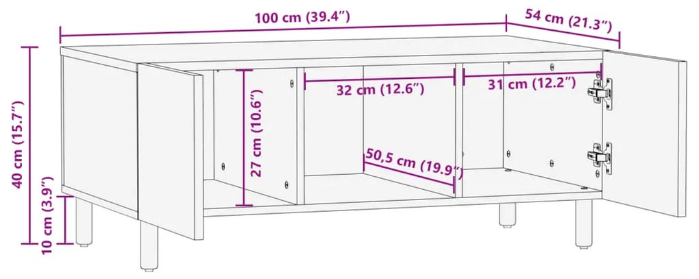 ΤΡΑΠΕΖΑΚΙ ΣΑΛΟΝΙΟΥ ΜΑΥΡΟ 100X54X40 ΕΚ. ΑΠΟ ΕΠΕΞΕΡΓΑΣΜΕΝΟ ΞΥΛΟ 4017660