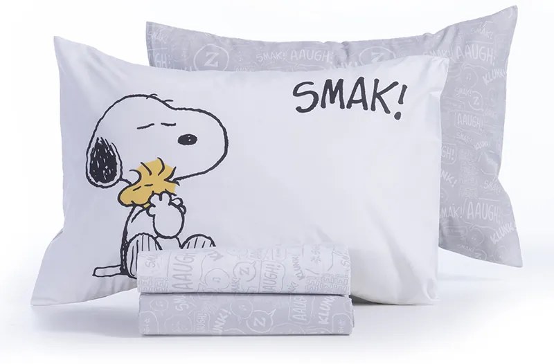 Σετ Σεντόνια Παιδικά Μονά Snoopy Smak White/Grey 2x(170x260) + 1x(52x72) - Nef-Nef Homeware