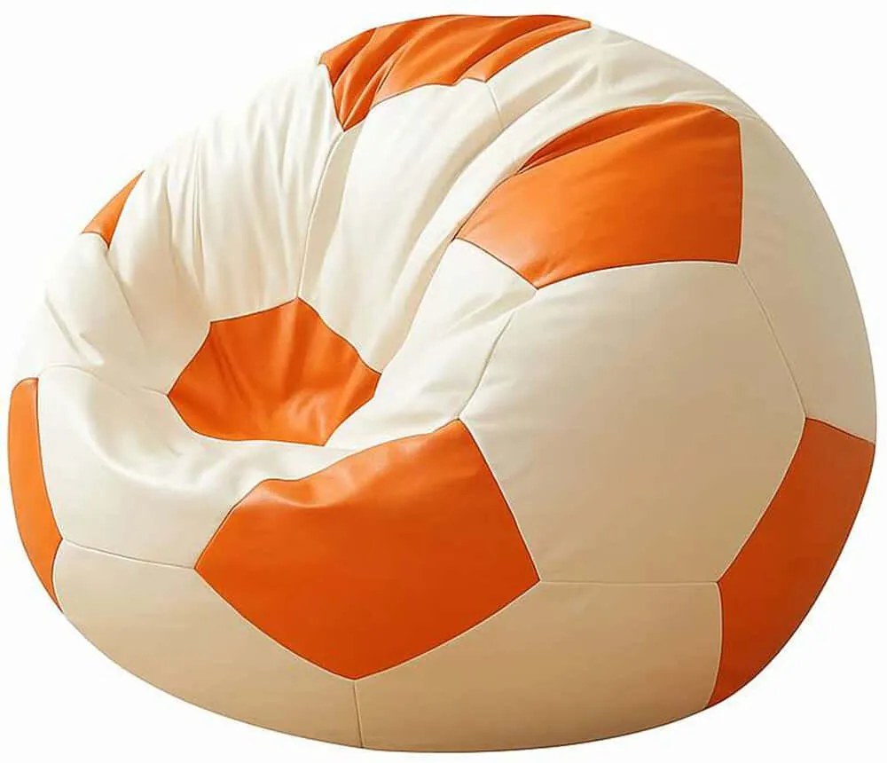 Πουφ Παιδικό Αδιάβροχο Football 535PFT1236 60x65x30cm Orange-White