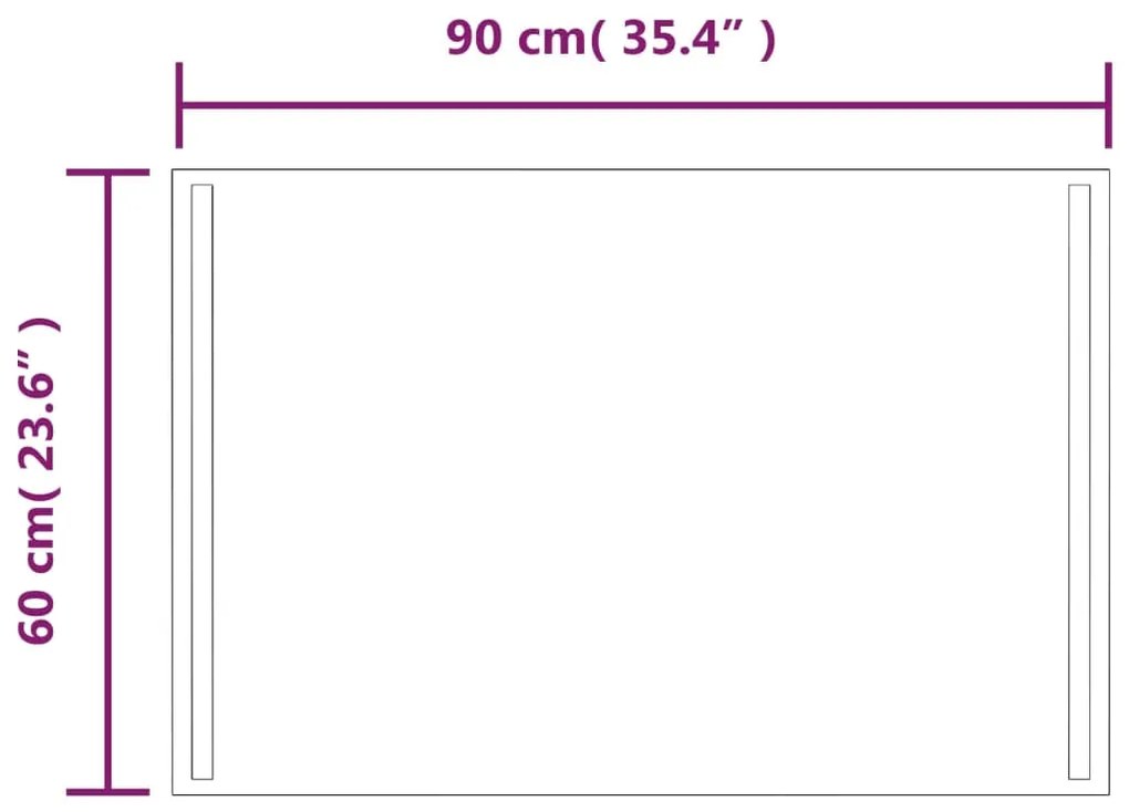 vidaXL Καθρέφτης Μπάνιου με LED 60x90 εκ.
