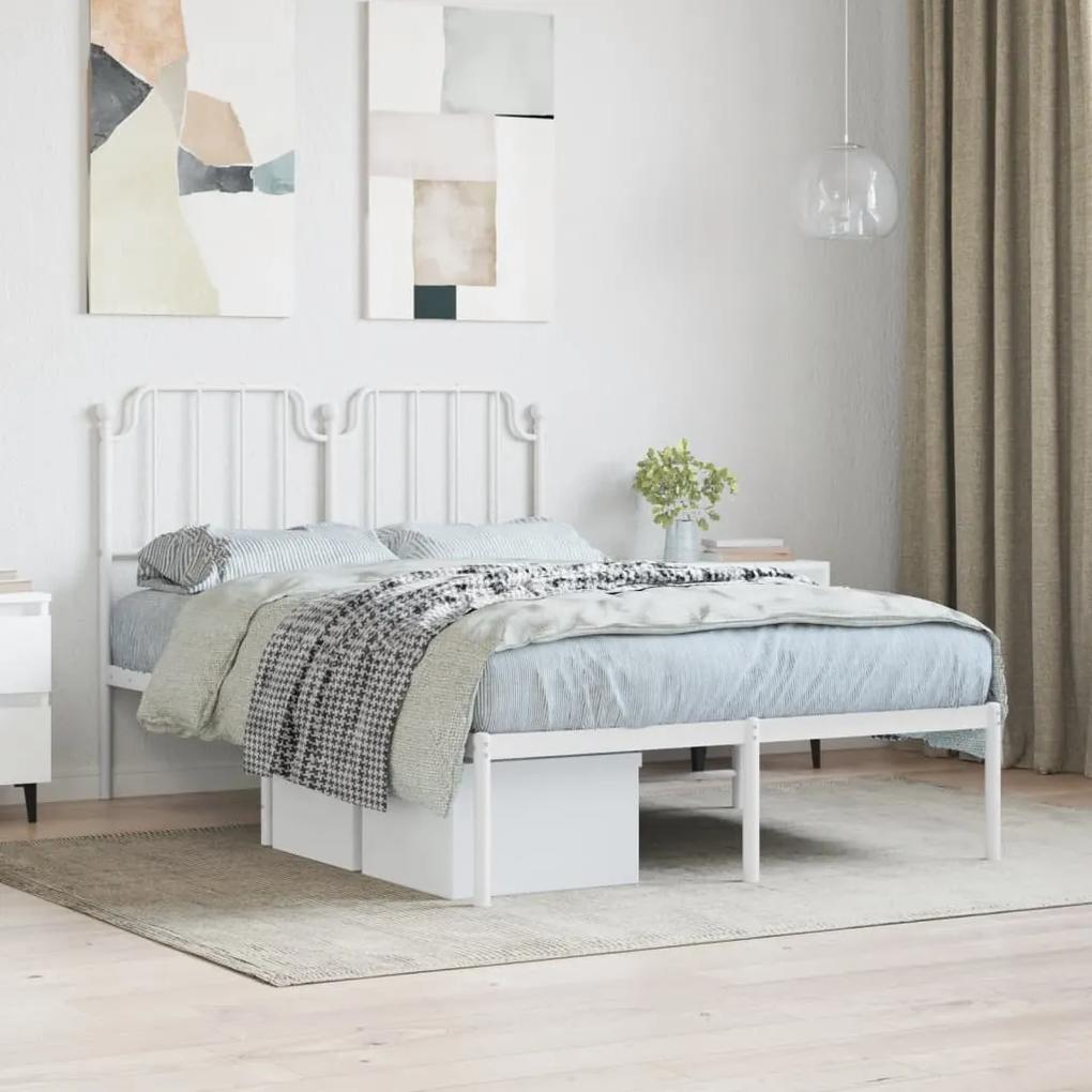 Πλαίσιο Κρεβατιού με Κεφαλάρι Λευκό 120 x 200εκ. Μέταλλο