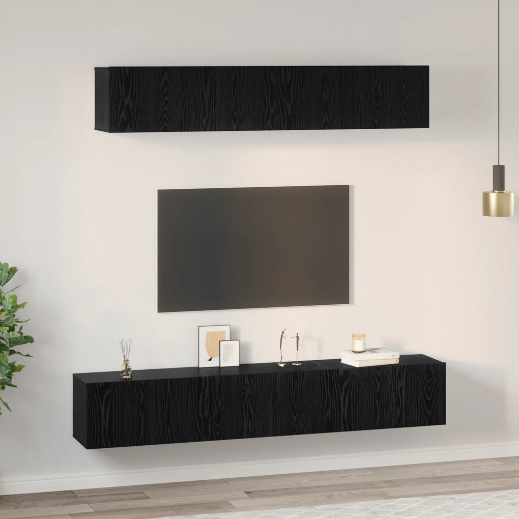 vidaXL Σετ επίπλου τηλεόρασης 5 pcs Μαύρη δρυς 100 x 30 x 30 cm