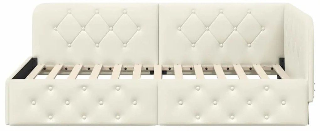 vidaXL Κρεβάτι Γωνίας με κεφαλάρι Κρεμ 100 x 200 cm Βελούδο