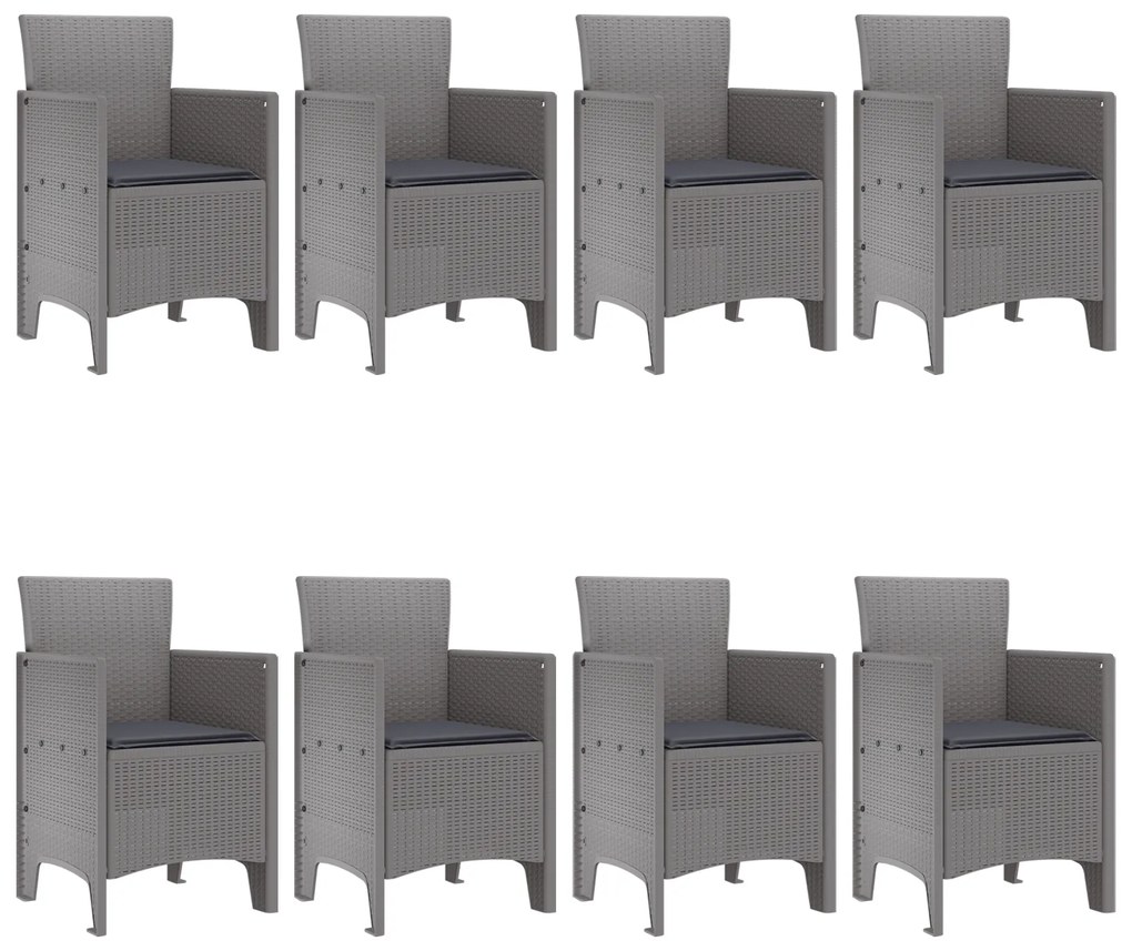 vidaXL Σετ Κήπου 9 pcs Ανοιχτό γκρι Ρατάν πολυαιθυλενίου