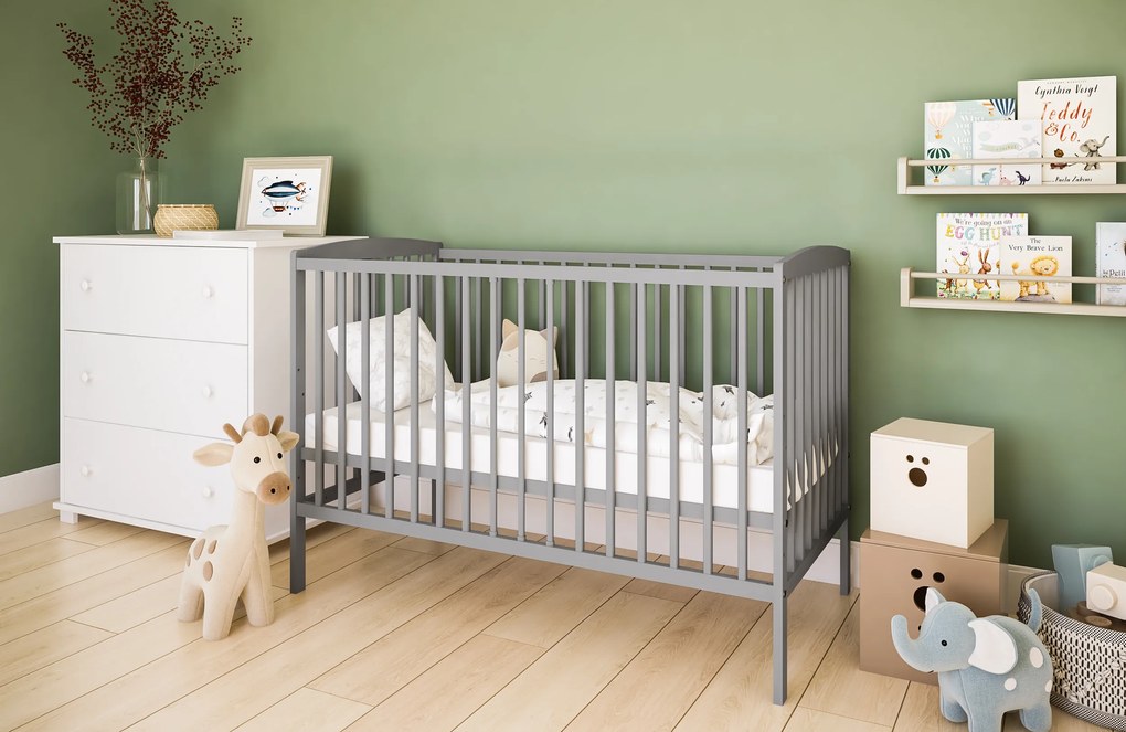 Βρεφικό Κρεβάτι Basic Grey με Στρώμα 60x120cm  BC10099B BabyCute