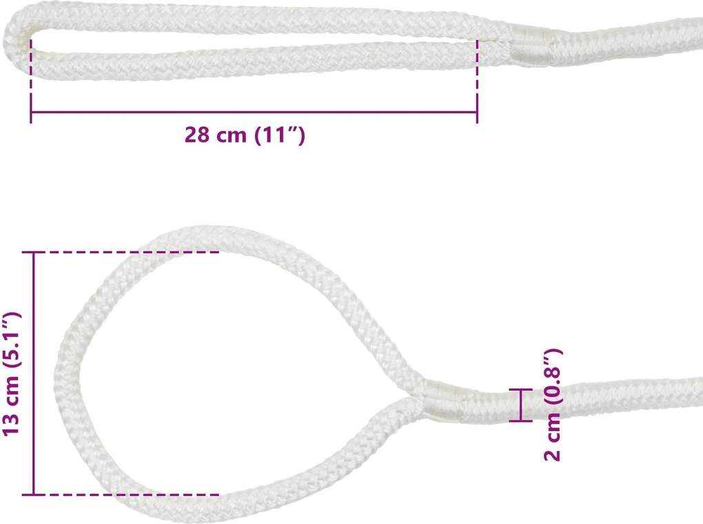 vidaXL Σχοινί Boat 2 mm 6 m Λευκό Πολυεστέρας