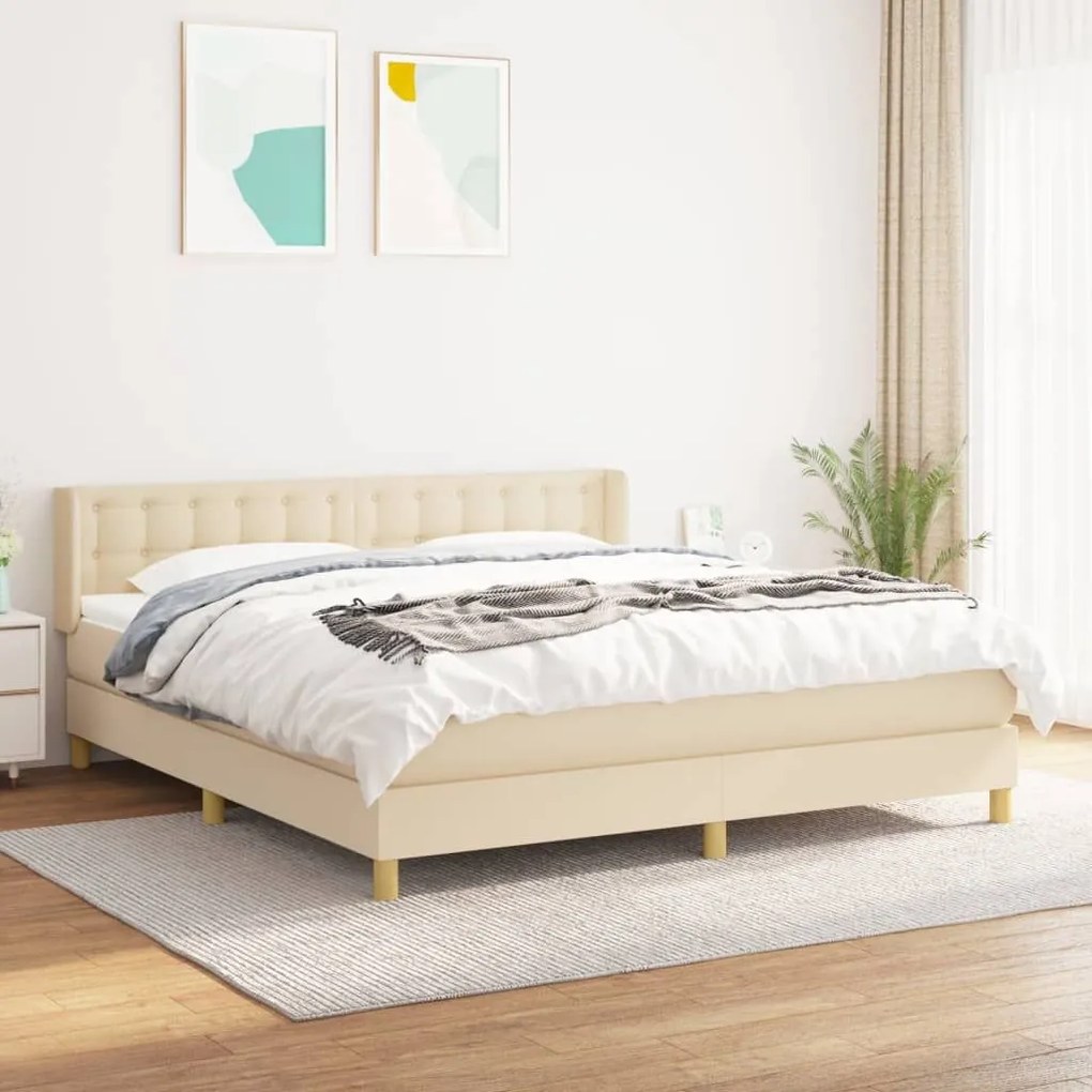 ΚΡΕΒΑΤΙ BOXSPRING ΜΕ ΣΤΡΩΜΑ ΚΡΕΜ 160X200 ΕΚ. ΥΦΑΣΜΑΤΙΝΟ 3130606