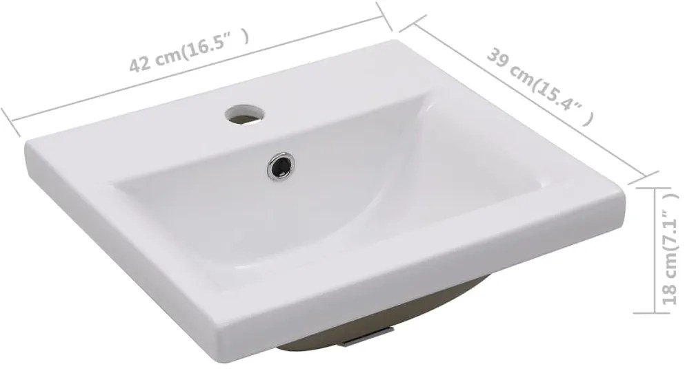 vidaXL Νιπτήρας Ένθετος Λευκός 42 x 39 x 18 εκ. Κεραμικός