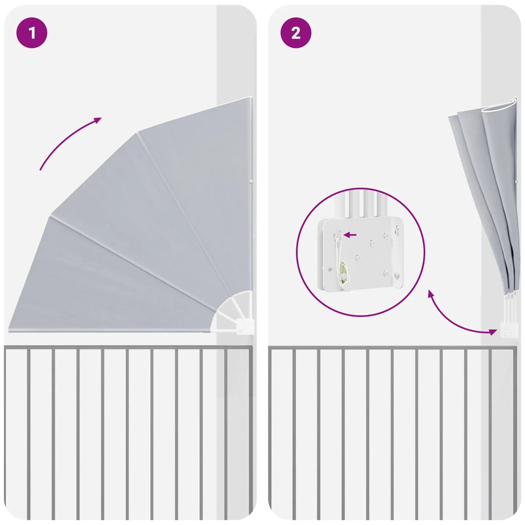 vidaXL Αδιάφανο σκίαστρο μπαλκονιού Γκρι 160 x 160 cm ύφασμα