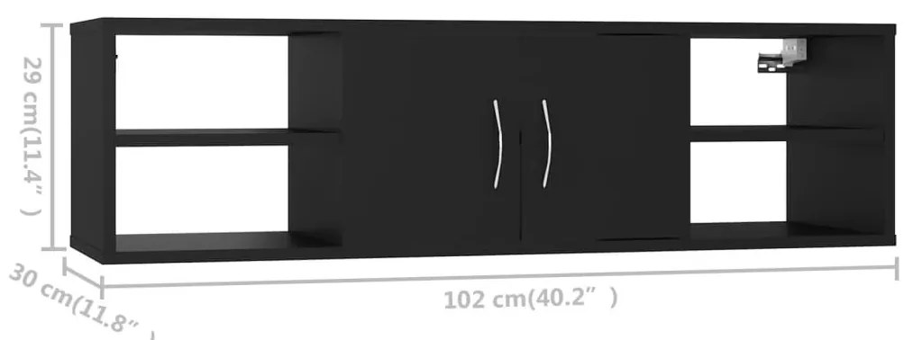 Ραφιέρα Τοίχου Μαύρη 102 x 30 x 29 εκ. από Επεξ. Ξύλο - Μαύρο