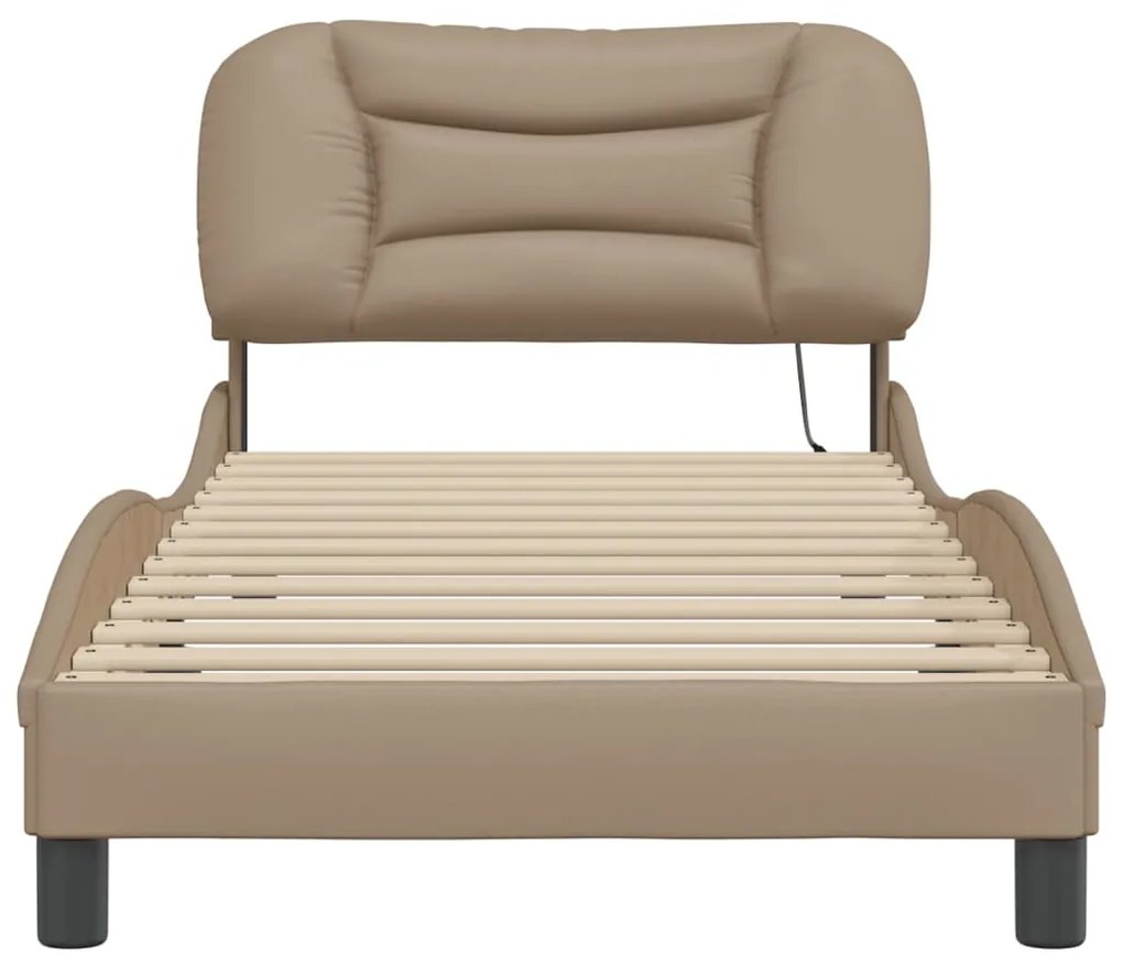 vidaXL Πλαίσιο κρεβατιού με LED χωρίς στρώμα Hvar Καπουτσίνο 90x190 εκ.