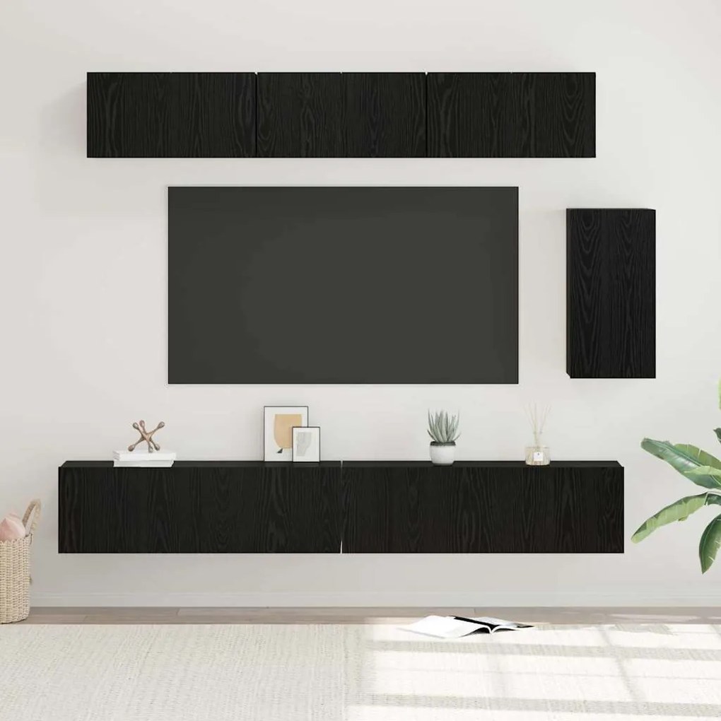 vidaXL Σετ επίπλου τηλεόρασης 6 pcs Μαύρη Δρυς 100 x 30 x 30 εκ