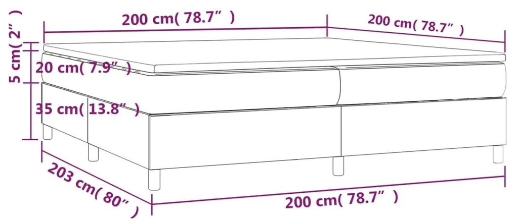 Κρεβάτι Boxspring με Στρώμα Σκούρο Γκρι 200x200 εκ. Υφασμάτινο - Γκρι