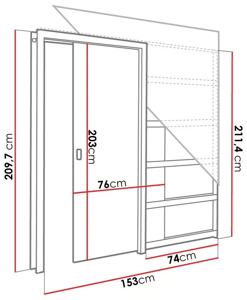 Συρόμενες πόρτες Dover 220, 52 kg, Άσπρο, Πλαστικοποιημένη μοριοσανίδα, Αλουμίνιο, Ατσάλι | Epipla1.gr