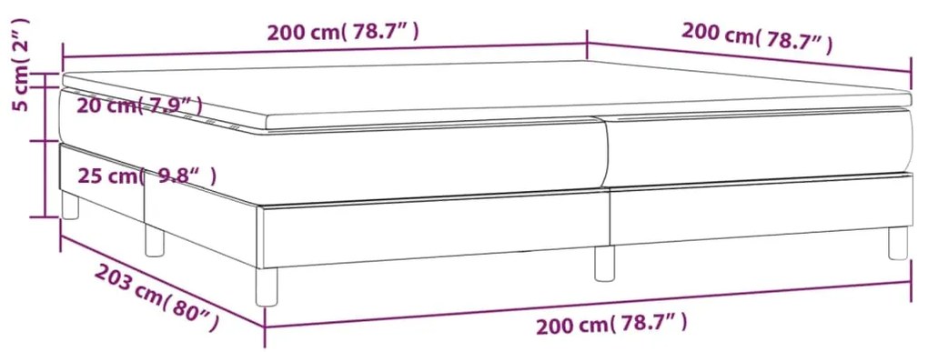 Κρεβάτι Boxspring με Στρώμα Μαύρο 200x200 εκ. Υφασμάτινο - Μαύρο