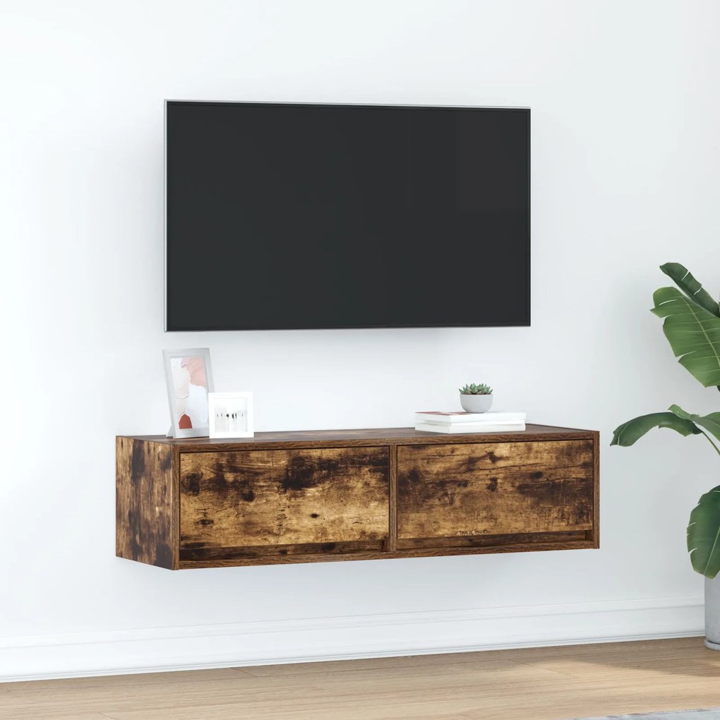 Ντουλάπι τηλεόρασης Καπνιστό Δρύινο 100x31x25,5 εκ Επεξεργασμένο ξύλο