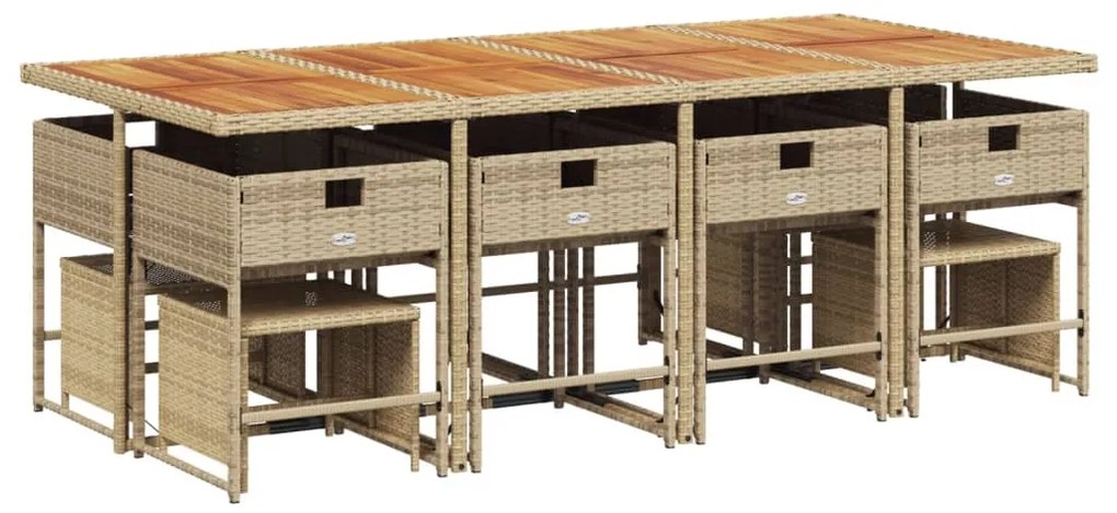 vidaXL Σετ Τραπεζαρίας Κήπου 13 τεμ. Μπεζ Συνθ. Ρατάν με Μαξιλάρια