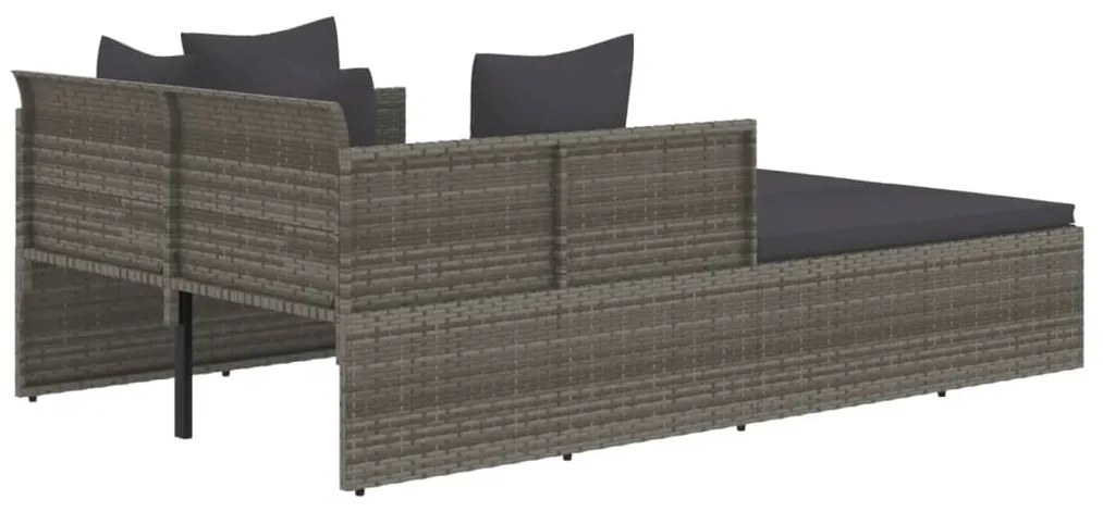 vidaXL Ξαπλώστρα Γκρι 182 x 118 x 63 εκ. Συνθετικό Ρατάν με Μαξιλάρια