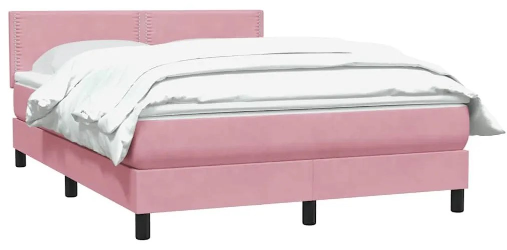 Κρεβάτι Boxspring με Στρώμα Ροζ 160x210 εκ. Βελούδινο - Ροζ