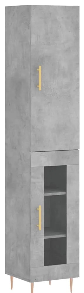 vidaXL Ντουλάπι Γκρι Σκυροδέματος 34,5x34x180 εκ. Επεξεργασμένο Ξύλο
