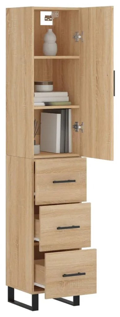 vidaXL Μπουφές Sonoma δρυς 34,5 x 34 x 180 εκ. από Επεξεργασμένο Ξύλο