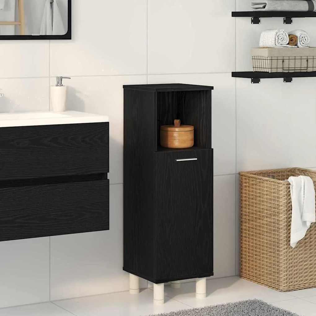 vidaXL Ντουλάπα Μπάνιου Μαύρη Οξυά 30 x 30 x 95 cm Επεξεργασμένο ξύλο