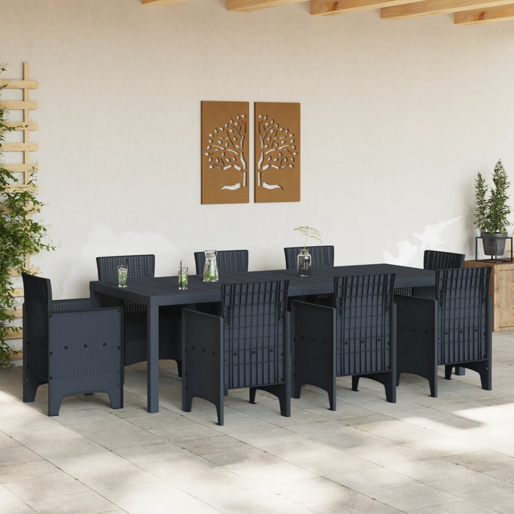 vidaXL Τραπέζι Κήπου Ανθρακί 250x100x73 εκ. Πολυ Ράτταν