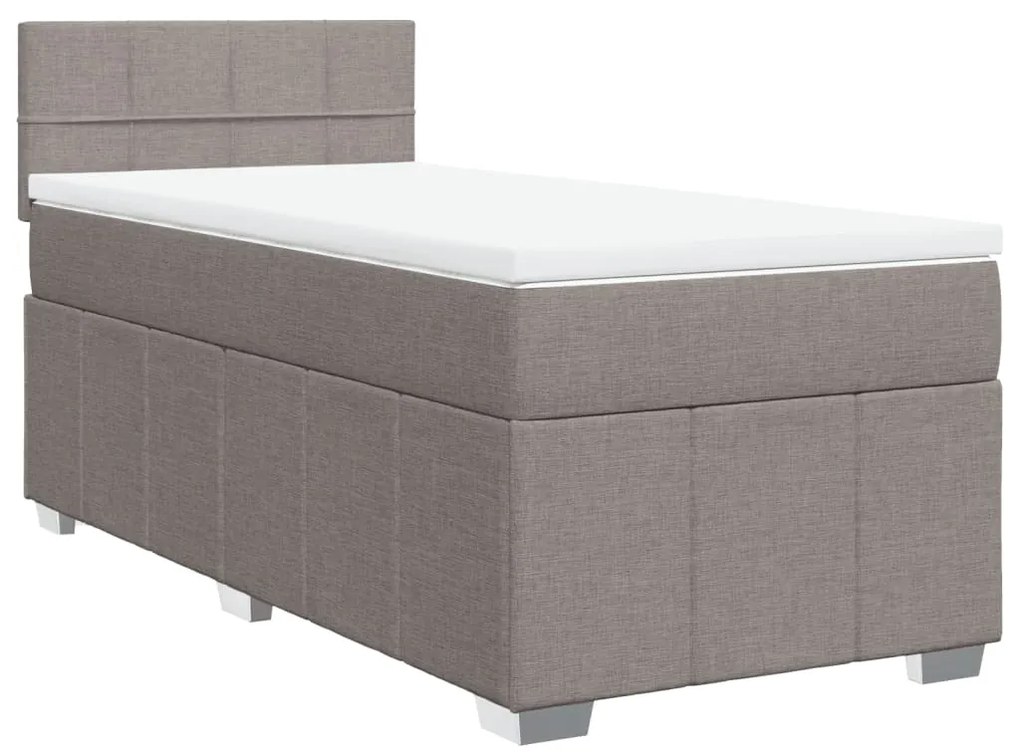 Κρεβάτι Boxspring με Στρώμα Taupe 100 x 200 εκ. Υφασμάτινο - Μπεζ-Γκρι