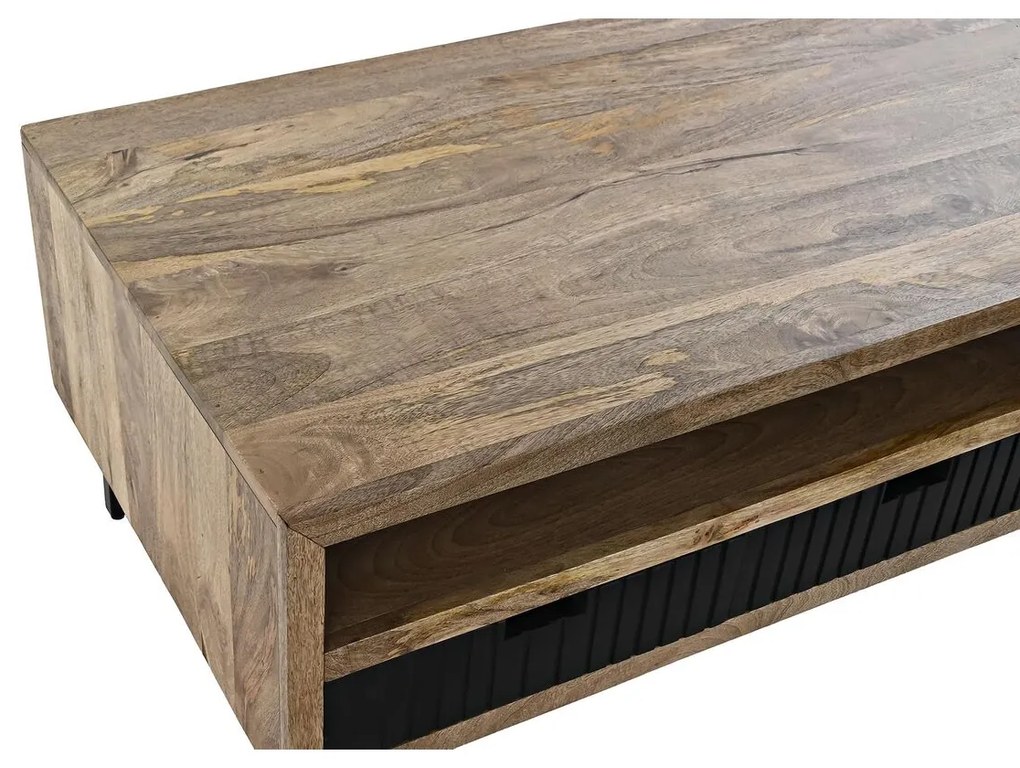 Τραπεζάκι Καφέ DKD Home Decor Μαύρο Ανοιχτό καφέ Μέταλλο Ξύλο από Μάνγκο 120 x 60 x 45 cm