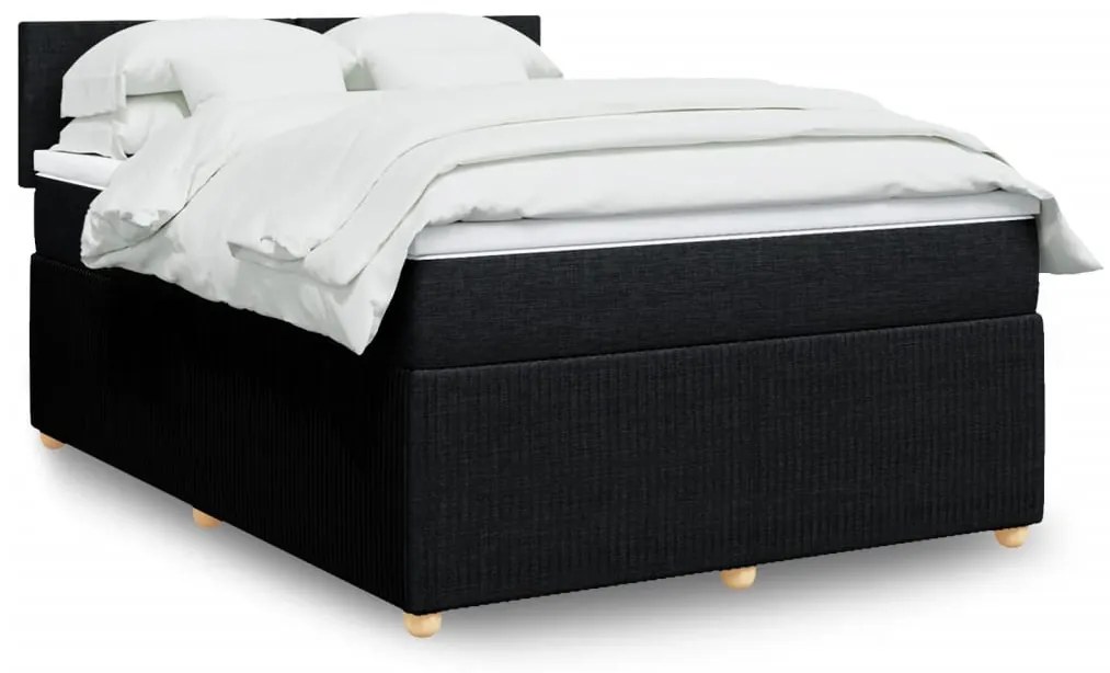 Κρεβάτι Boxspring με Στρώμα Μαύρο 160x200 εκ. Υφασμάτινο