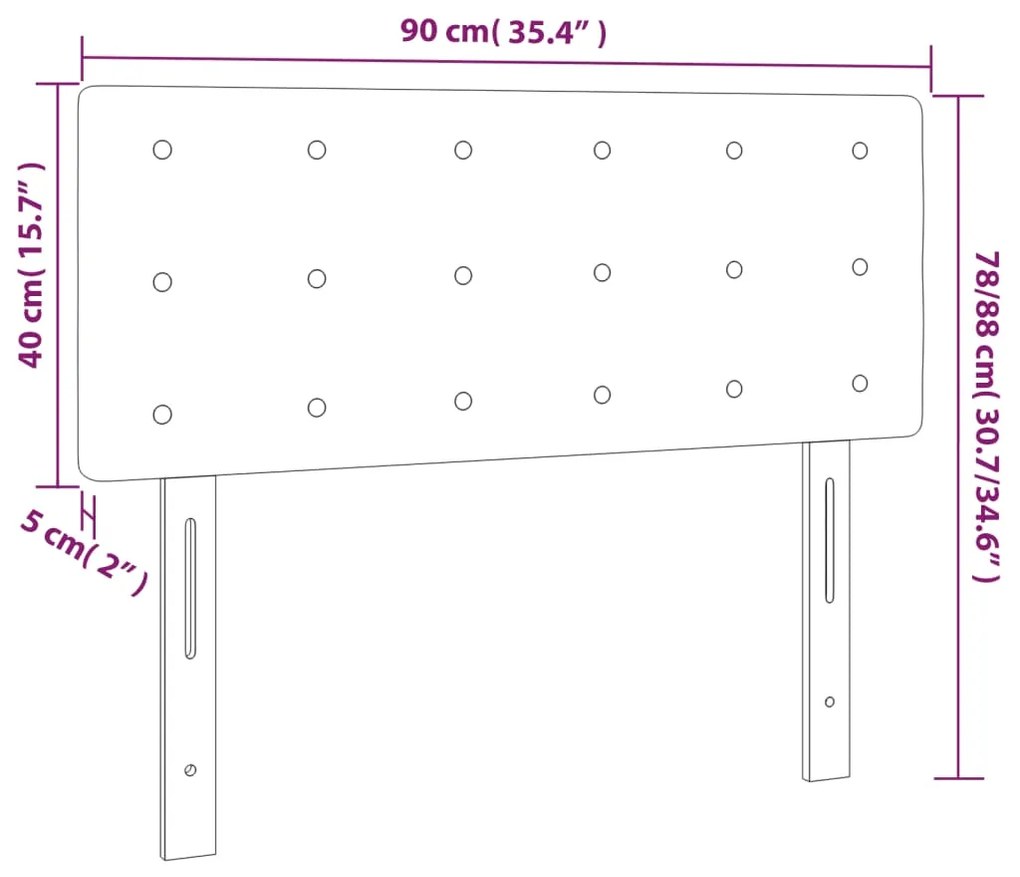 vidaXL Κεφαλάρι Κρεβατιού LED Σκούρο Πράσινο 90x5x78/88 εκ. Βελούδινο