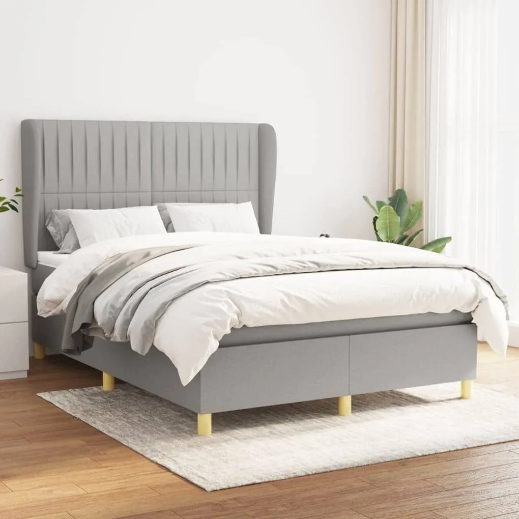 ΚΡΕΒΑΤΙ BOXSPRING ΜΕ ΣΤΡΩΜΑ ΑΝΟΙΧΤΟ ΓΚΡΙ 140X200 ΕΚ. ΥΦΑΣΜΑΤΙΝΟ 3128685