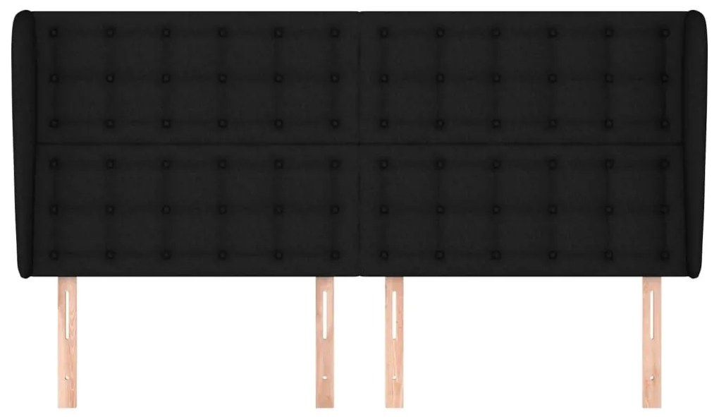 Κεφαλάρι με Πτερύγια Μαύρο 163x23x118/128 εκ. Υφασμάτινο - Μαύρο