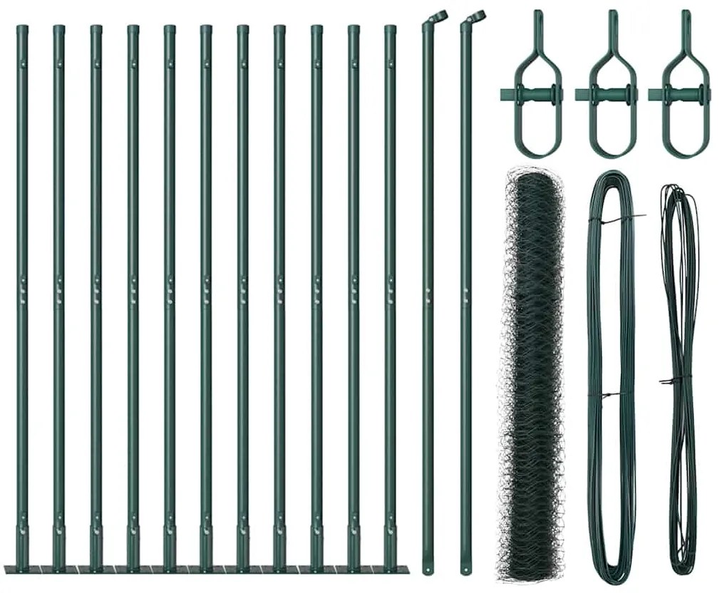 vidaXL Στύλος Περιφράξεων Πράσινο 25 x 1 μ (36 mm πλέγμα) Ατσάλι