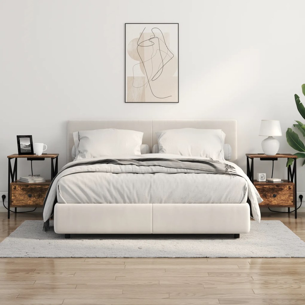 vidaXL Κομοδίνο Καπνιστή δρυς 41.5 x 40.5 x 55 εκ. Επεξεργασμένο ξύλο