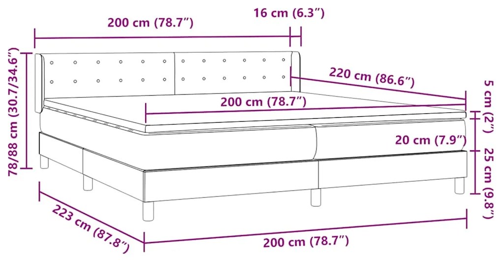 ΚΡΕΒΑΤΙ BOXSPRING ΜΕ ΣΤΡΩΜΑ ΣΚΟΥΡΟ ΓΚΡΙ 180X210 ΕΚ. ΒΕΛΟΥΔΙΝΟ 3318460