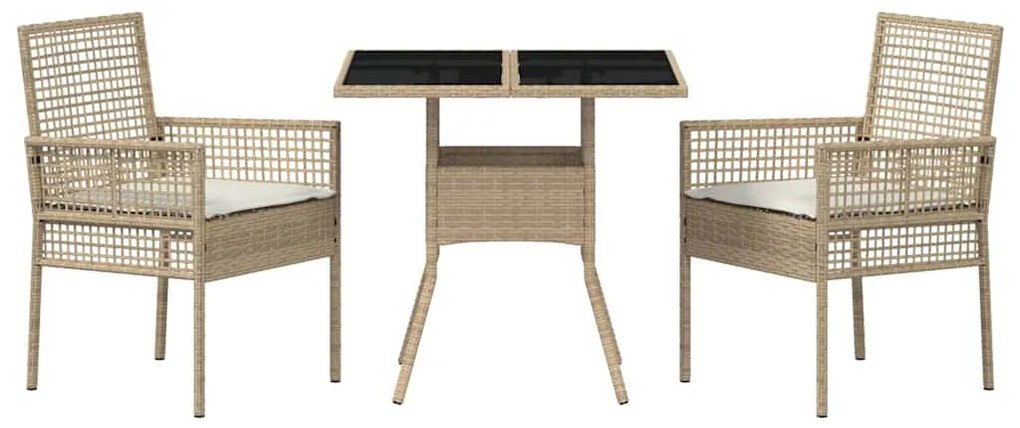 vidaXL Σέτ φαγητού για κήπο 3 pcs Μπεζ συνθετικό ρατάν