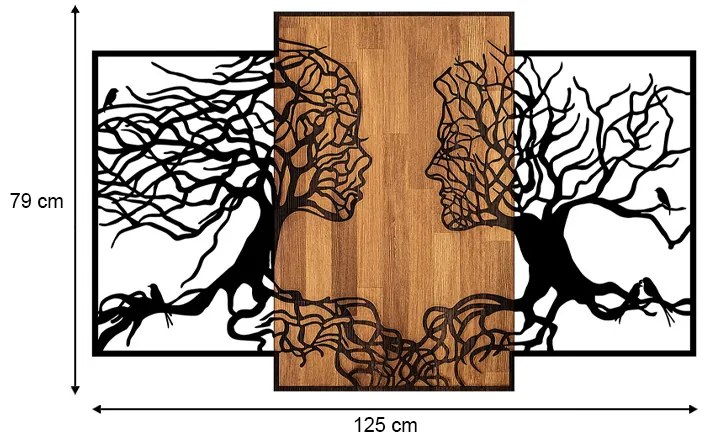 Διακοσμητικό τοίχου Tree Love Megapap ξύλινο - μεταλλικό χρώμα καρυδί - μαύρο 125x3x79εκ. - GP052-0062