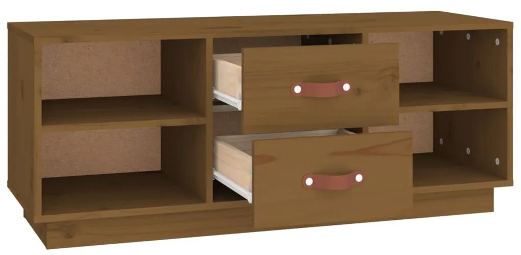 vidaXL Έπιπλο Τηλεόρασης Καφέ Μελί 100x34x40 εκ. από Μασίφ Ξύλο Πεύκου