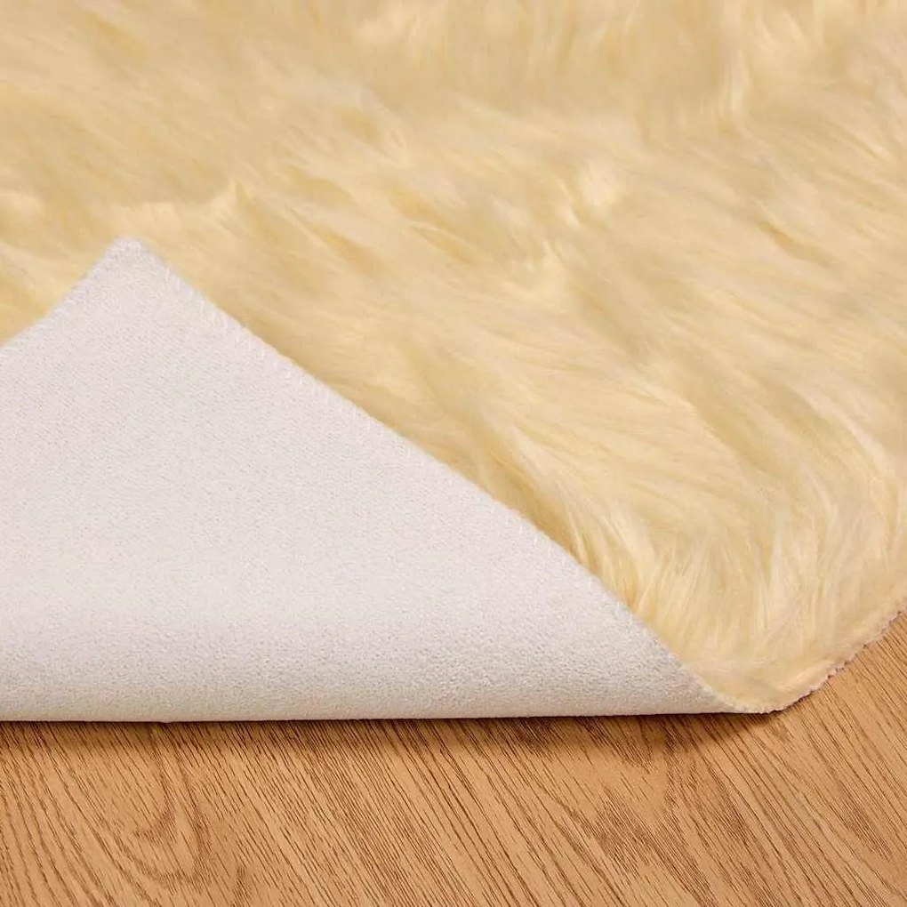 vidaXL Ψεύτικο Δέρμα Προβάτου Χαλί Tafalla Κρεμ 240 x 340 εκ.