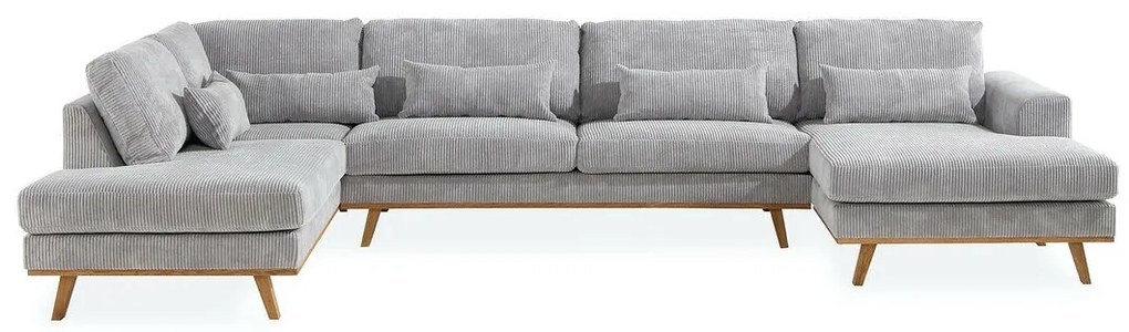 Γωνιακός Καναπές Seattle K101, Γκρι, 351x202x85cm