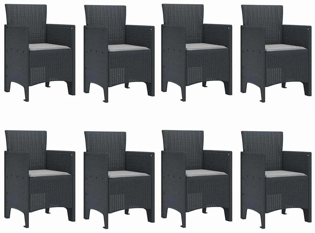 vidaXL Σέτ φαγητού για κήπο 9 pcs Ανθρακί Rattan Polt