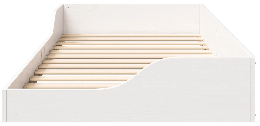 vidaXL Κρεβάτι δαπέδου Λευκό 90 x 200 cm Συμπαγές ξύλο πεύκου