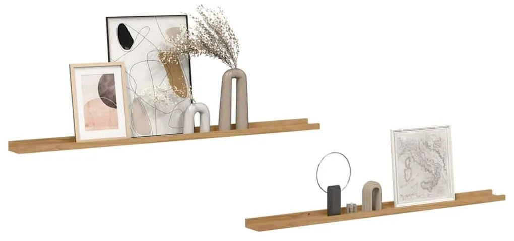 vidaXL Ράφι Τοίχου 2 pcs Καφέ 115 x 9 x 3 cm Επεξεργασμένο ξύλο