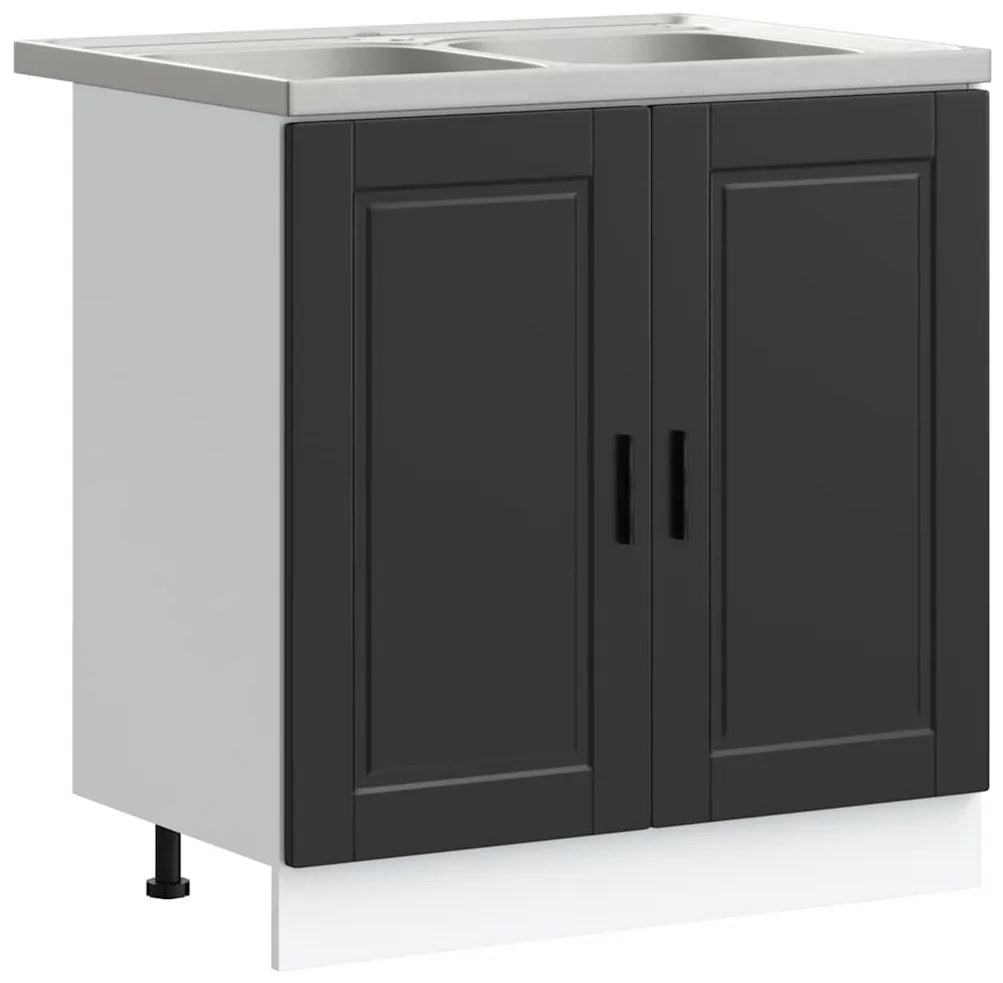 vidaXL Βάση νιπτήρα 2 pcs Μαύρο 80 x 46 x 84.5 εκ. Επεξεργασμένο ξύλο